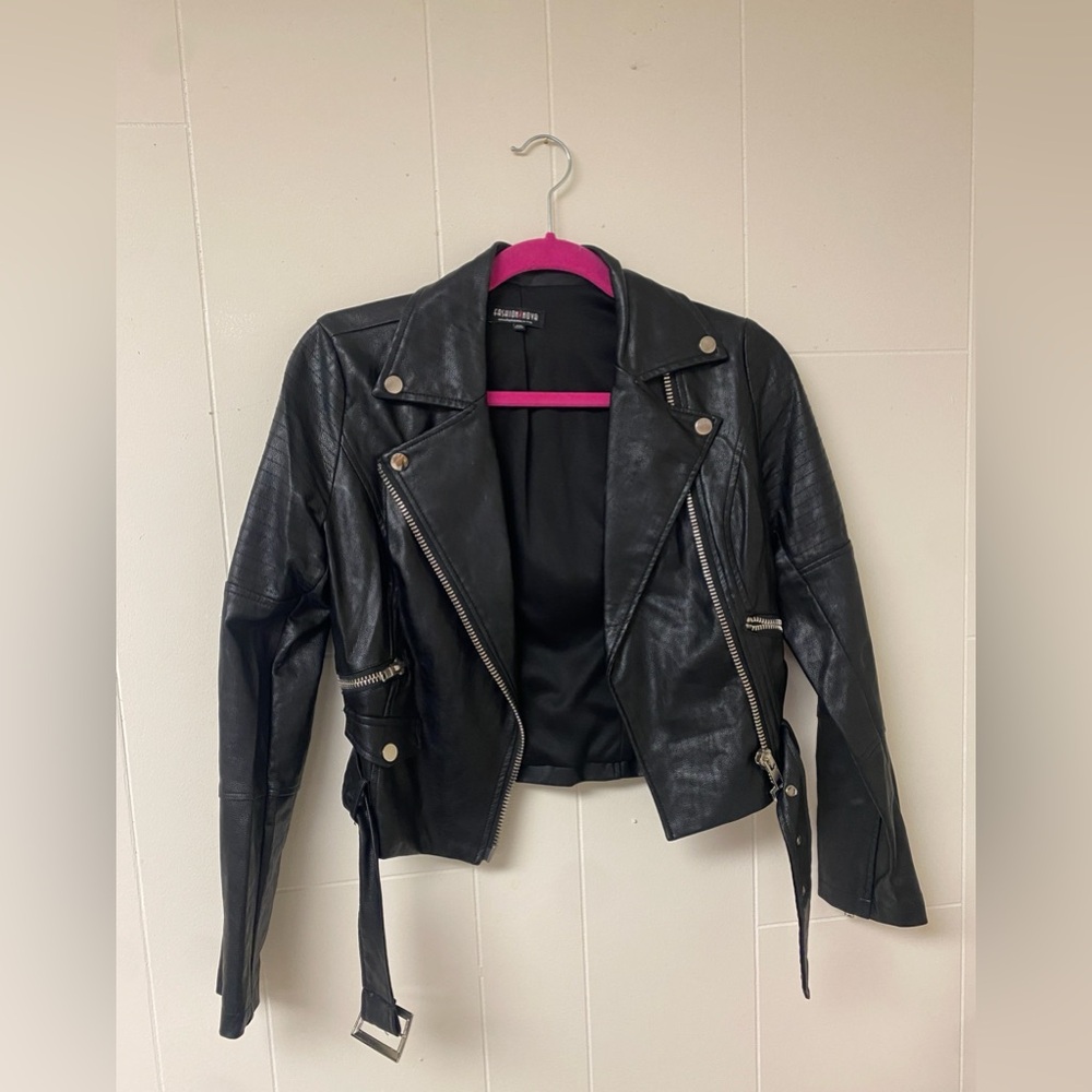 Fashion Nova Black Leather Moto Jacket - Picture 1 of 5